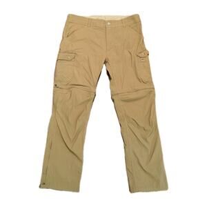 Kuhl Renegade Cargo Convertible Pants Men's 36X32 Tan Brown Nylon Pockets